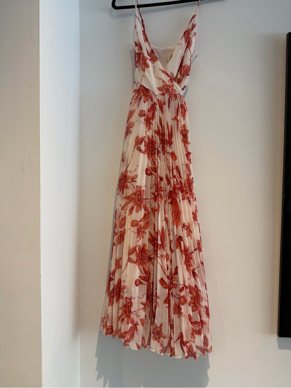 H&M White Maxi Dress with Red Floral Print